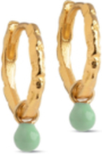 Hoops, Belle Accessories Jewellery Earrings Hoops Grønn Enamel Copenhagen*Betinget Tilbud