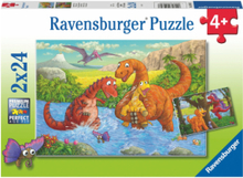 Lekne Dinosaurer 2X24P Toys Puzzles And Games Puzzles Classic Puzzles Multi/mønstret Ravensburger*Betinget Tilbud