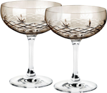 Crispy Gatsby Copal - 2 Pieces Home Tableware Glass Champagne Glass Brown Frederik Bagger