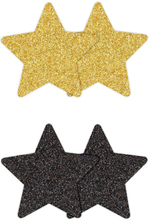 Pretty Pasties Glitter Stars Black Gold 2 Pair Nipple covers