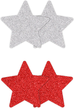Pretty Pasties Glitter Stars Red Silver 2 Pair Nipple covers