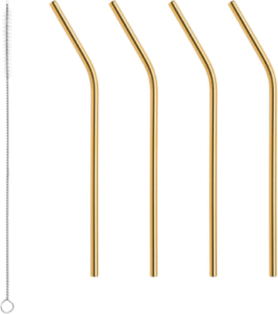 Peak Straws 4-Pack Incl. Cleaning Brush Home Tableware Dining & Table Accessories Straws Gold Orrefors