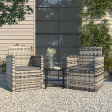 vidaXL Loungegrupp för trädgården med dynor 3 delar konstrotting grå