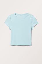 Cropped Fitted Cotton T-shirt - Turquoise