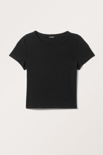 Cropped Fitted Cotton T-shirt - Black