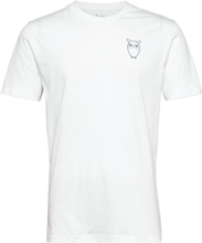 Owl Chest Tee - Gots/Vegan T-shirts Short-sleeved Hvit Knowledge Cotton Apparel*Betinget Tilbud