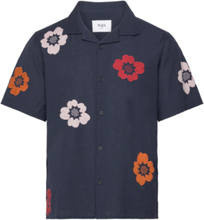Didcot Ss Shirt Applique Floral Navy Designers Shirts Short-sleeved Navy Wax London