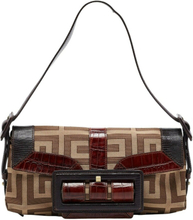 Givenchy Brown Zucca Canvas and Leather Trimmet Baguette