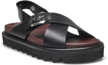 Light Chuncky Designers Sandals Flat Black Apair