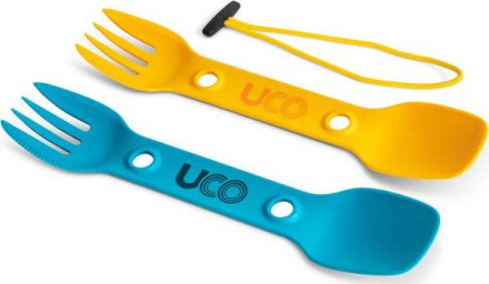 UCO Gear UCO Gear Utility Spork 2-pack With Cord As Gold / Sky Blue Serveringsutrustning 2-pack