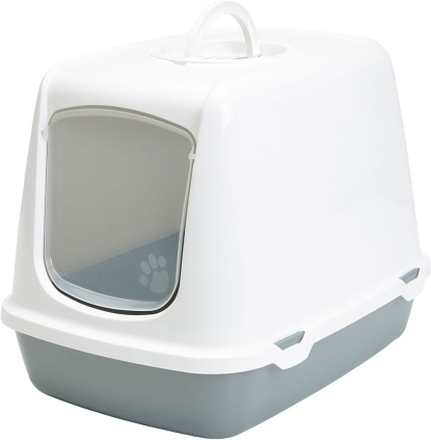 Savic Katzentoilette Oscar - Starterset: Toilette hellgrau/weiss + 2 extra Filter + 12 Bag it up