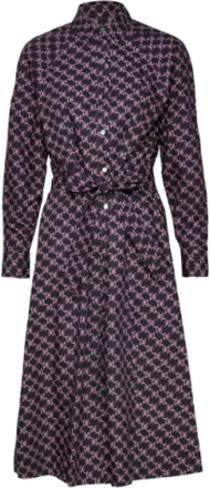 Monogram Printed Poplin Dress Dresses Shirt Dresses Multi/mønstret Karl Lagerfeld*Betinget Tilbud