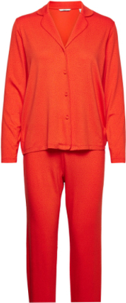 Spot Print Pyjama Set, Lenzing™ Ecovero™ Pyjamas Oransje Esprit Bodywear Women*Betinget Tilbud