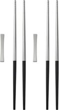 Spisepinde-Sæt Focus De Luxe 23 Cm 6 Dele Sort/Mat Stål Home Tableware Cutlery Chopsticks Silver Gense