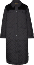 Long Quilted Coat Quiltet Jakke Black Esprit Collection