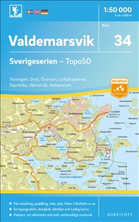34 Valdemarsvik Sverigeserien Topo50 : Skala 1:50 000