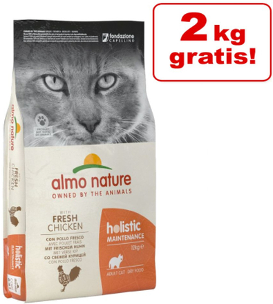 2 kg gratis! Almo Nature Holistic 12 kg - Huhn & Reis
