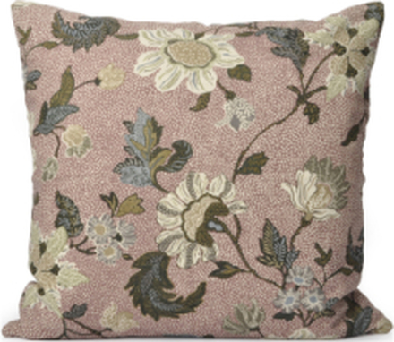 C/C 50X50 Dusty Pink Flower Linen Home Textiles Cushions & Blankets Cushion Covers Rosa Ceannis*Betinget Tilbud