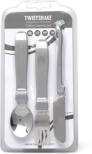 Twistshake Learn Cutlery Stainless Steel 12+M White Home Meal Time Cutlery Grå Twistshake*Betinget Tilbud
