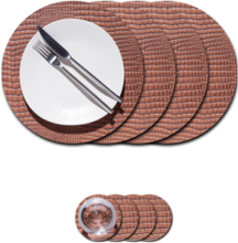 "Gift Set Mat Circle M Croco 4 Pcs Home Textiles Kitchen Textiles Placemats Brown LIND DNA"
