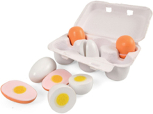 Wooden Eggs In An Egg Tray, 6 Pieces Toys Toy Kitchen & Accessories Toy Food & Cakes Beige Magni Toys