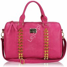 Różowa torebka damska z jetami w kolorze złota 0240