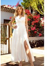 Biała sukienka ślubna z zwiewnego szyfonu, elegancka sukienka ślubna - m417