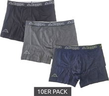 10er Pack Kappa Herren Boxershorts Baumwoll-Unterwäsche mit Logo-Patch Baumwoll-Stretch 711168 Schwarz, Blau oder Grau