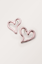 Irregular Heart Hoop Earrings - Pink