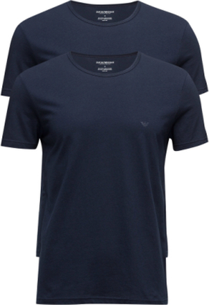 Mens Knit 2Pack Tsh T-shirts Short-sleeved Marineblå Emporio Armani*Betinget Tilbud