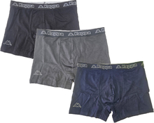 Kappa Herren Boxershorts Baumwoll-Unterwäsche mit Logo-Patch Baumwoll-Stretch 711168 Schwarz, Blau oder Grau