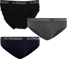Kappa Herren Slip mit Baumwoll-Stretch Unterwäsche mit Logobund Unterhose 711167 Schwarz, Blau oder Grau