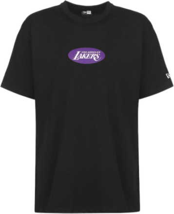 NEW ERA NBA Wordmark Logo Los Angeles Lakers Herren Baumwoll-Shirt trendiges Basketball-Shirt 12653593 Schwarz
