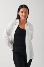 Gina Tricot - Slub shirt - skjortor - White - M - Female