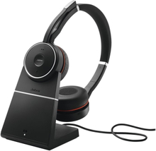 Jabra Evolve 75 MS Stereo Headset Kabel & Trådlös Huvudband Kontor/callcenter Micro-USB Bluetooth Svart, Röd