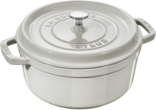 La Cocotte - Round Cast Iron Home Kitchen Pots & Pans Casserole Dishes White STAUB