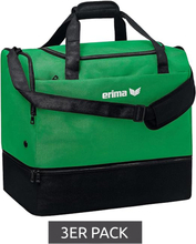 3er Pack erima Sportsbag Team Botton Case Tasche Sport-Tasche Fußball-Tasche mit Nassfach Fitness-Studio Tasche 35 Liter 7232109 Grün