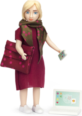 Lundby Docka Med Dator Toys Dolls & Accessories Doll House Accessories Multi/mønstret Lundby*Betinget Tilbud