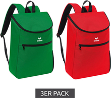 3er Pack erima Backpack Team Tasche Sport-Rucksack Fußball-Tasche Fitness-Studio Tasche 25 Liter Grün oder Rot