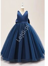 Granatowa sukienka dla dziewczynki, długa wieczorowa sukienka dziecięca 505