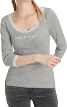 KangaROOS Damen 3/4-Arm Sweatshirt mit Rüschen-Ausschnitt Baumwoll-Pullover 69722003 Grau