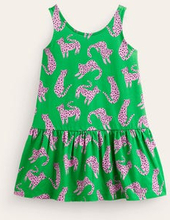 Trägerkleid mit tief sitzendem Bund Mädchen Boden, Grün Geparden