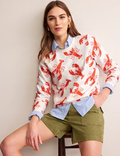 Hannah Sweatshirt mit Muster Damen Boden, Naturweiß, Hummer