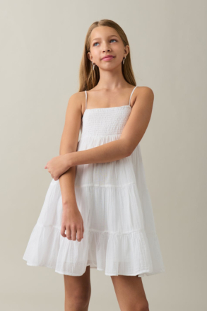 Gina Tricot - Y single gauze dress - young-dresses - White - 146/152 - Female