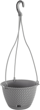 1x Stuks lichtgrijze kuststof hangende Splofy bloempotten/plantenpotten met schotel 3 liter