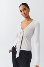 Gina Tricot - Tie front long sleeve top - toppar - White - XXS - Female