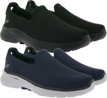 SKECHERS GO WALK 6 Herren Slip-On-Sneaker mit Air-Cooled Memory Foam-Innensohle Alltags-Schuhe 216208 Schwarz oder Navy