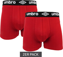 2er Pack umbro Herren Boxershorts Baumwoll-Unterwäsche mit Logo-Bund Baumwoll-Stretch UMUM0197 936 Rot