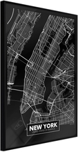 Plakat - City Map: New York (Dark) - 40 x 60 cm - Sort ramme