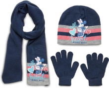 Set 3 Pcs Scarf Gloves Hat Accessories Winter Accessory Set Blue Minnie Mouse